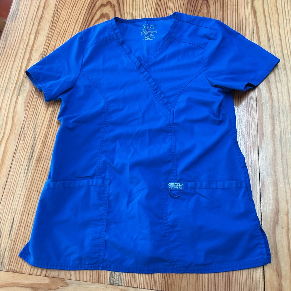 Cherokee Royal Blue V-Neck Scrub Top